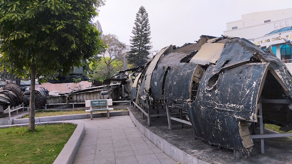 The museum showcases the iconic wreckage of a B-52, a powerful symbol of Vietnam’s resilience and victory